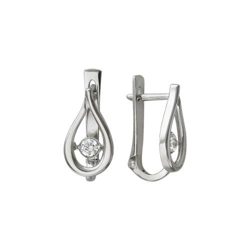 Серьги из белого золота 585 пробы с фианитами 01С127958