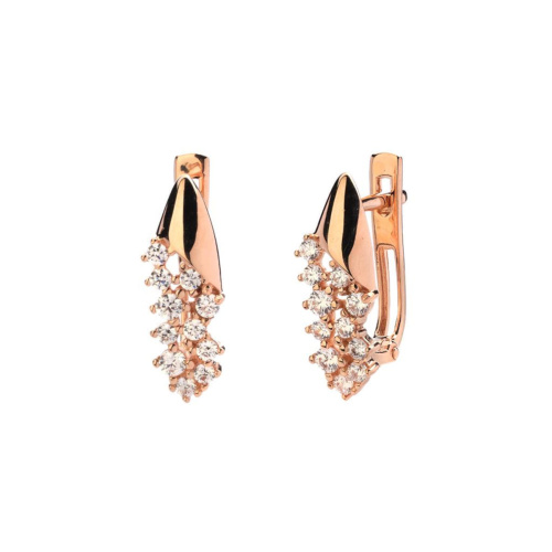 Серьги из красного золота 585 пробы с фианитами 01С1113364