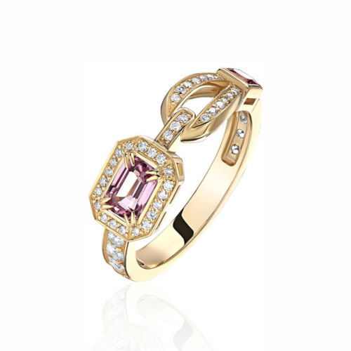 Кольцо из желтого золота 585 пробы с сапфирами и бриллиантами 01К6316307-4