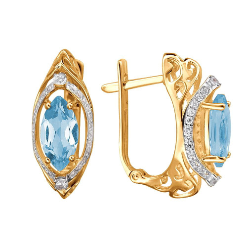 Серьги из красного золота 585 пробы с топазами и фианитами 01С3113273Р-1