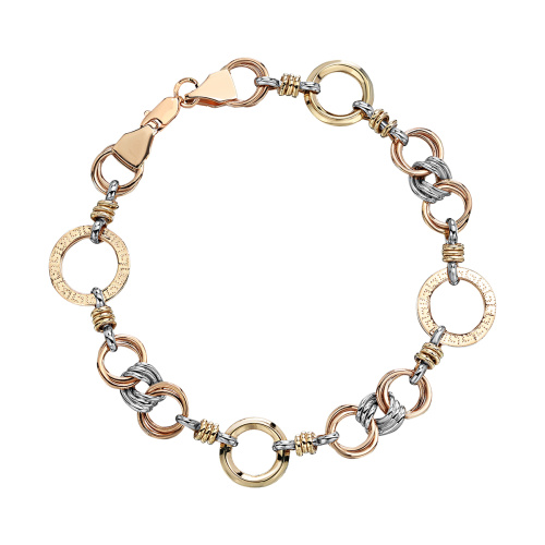 Браслет из двух цветов золота 585 пробы без вставок 01Б063144