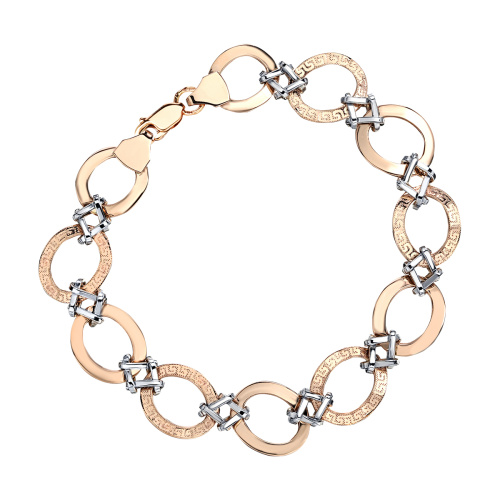 Браслет из комбинированного золота 585 пробы без вставок 01Б063131