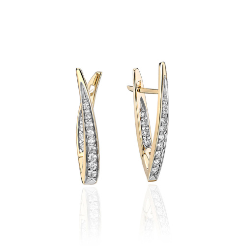 Серьги из желтого золота 585 пробы с фианитами 01С132321