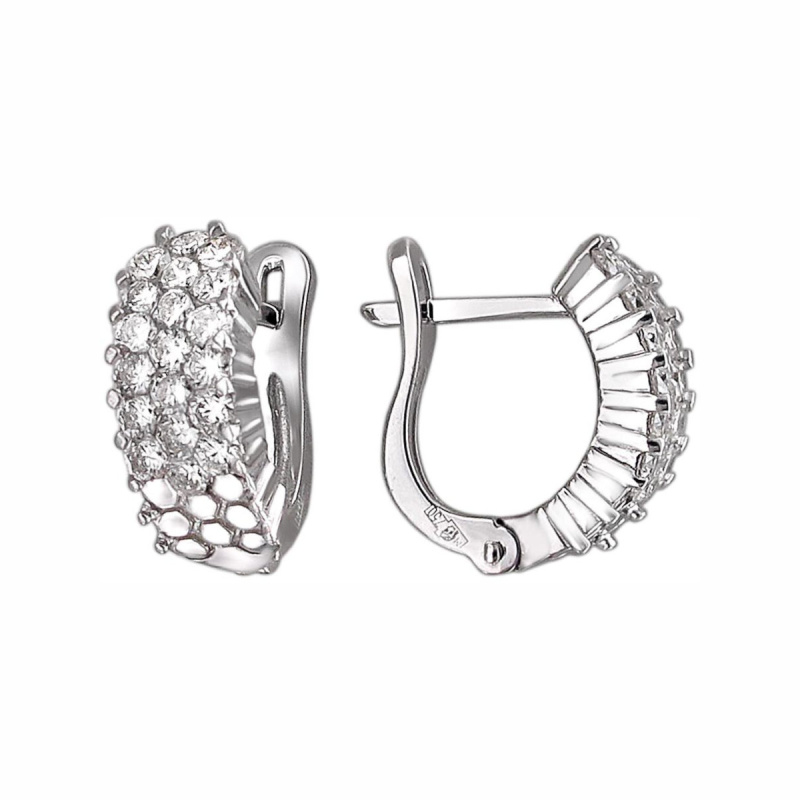 Серьги из белого золота 750 пробы с бриллиантами 01С673203Z