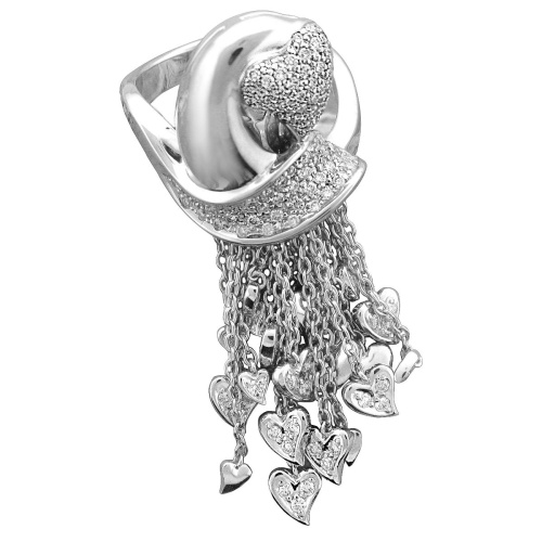 Кольцо из белого золота 585 пробы с бриллиантами 01К6214397