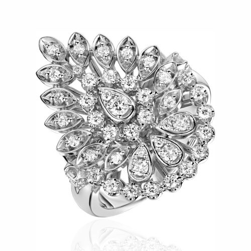 Кольцо из белого золота 585 пробы с бриллиантами 01К6213601