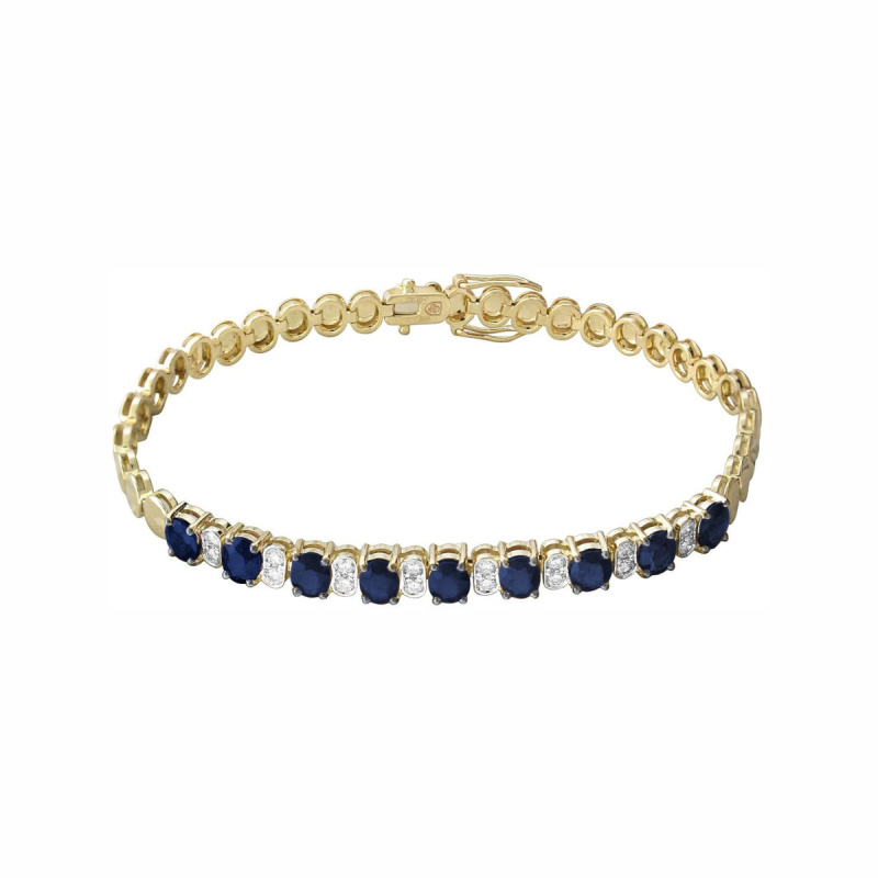 Браслет из желтого золота 585 пробы с сапфирами и бриллиантами 01Б632758-2