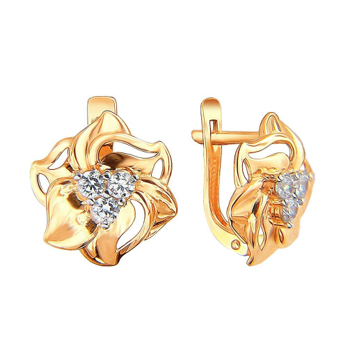 Серьги из красного золота 585 пробы с фианитами 01С1112511Р