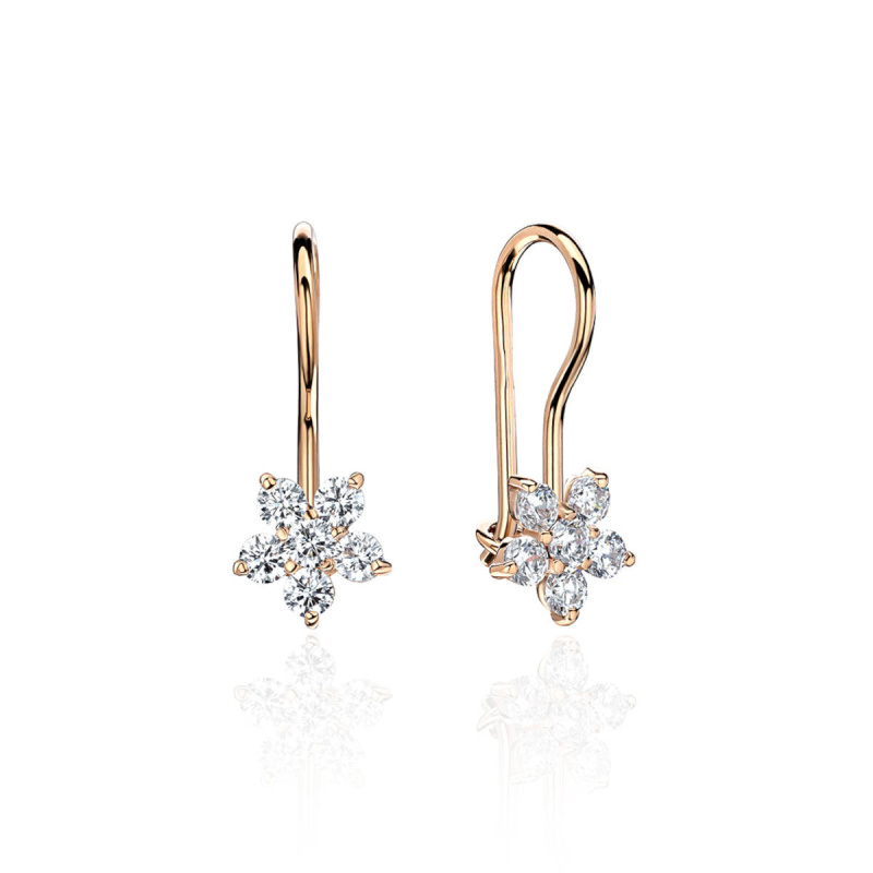 Серьги из красного золота 585 пробы с фианитами 01С116165
