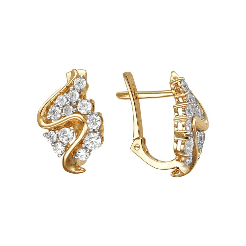 Серьги из красного золота 585 пробы с фианитами 01С1113304Р