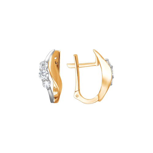 Серьги из красного золота 585 пробы с фианитами 01С1113405Р