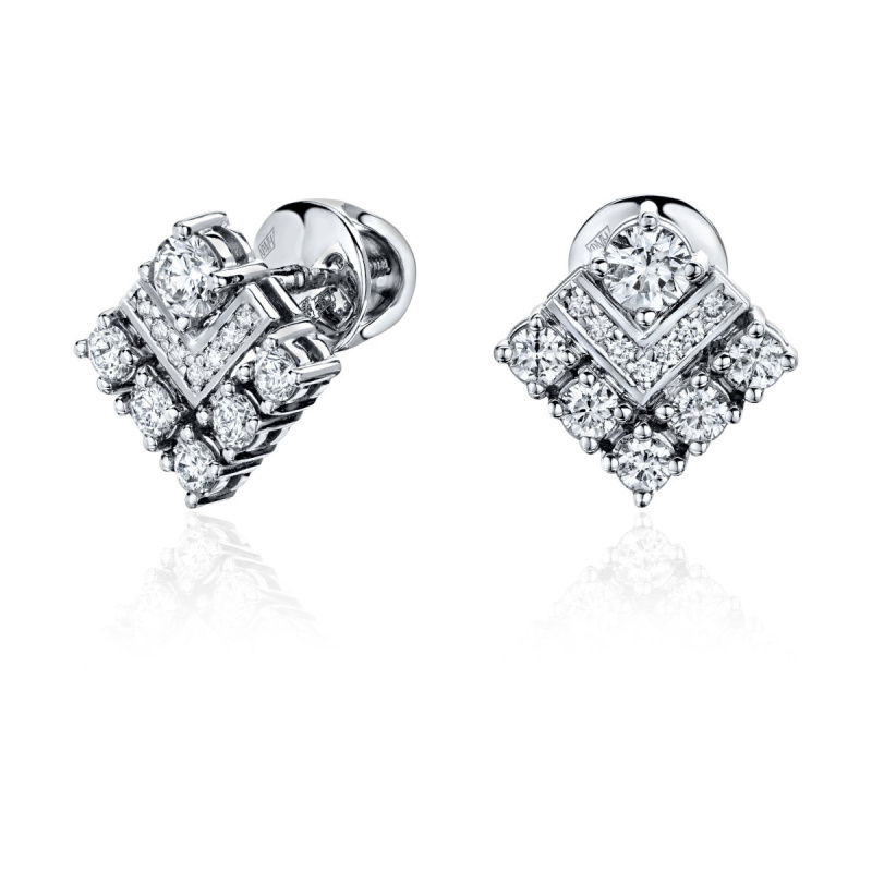Серьги из белого золота 585 пробы с бриллиантами 01С6212571