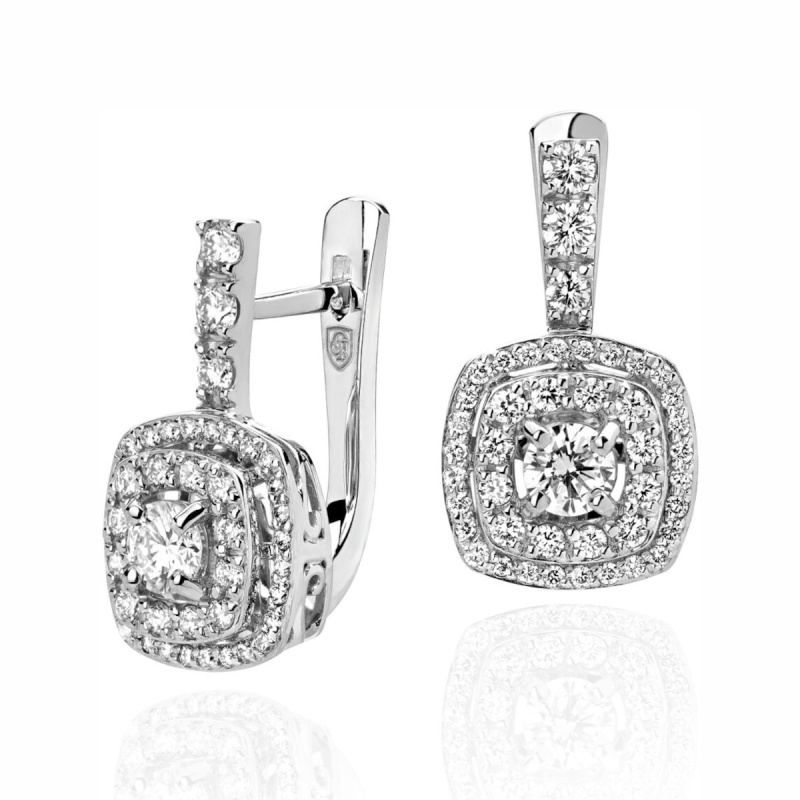 Серьги из белого золота 585 пробы с бриллиантами 01С6214333