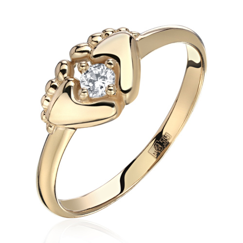 Кольцо из желтого золота 585 пробы с фианитами 01К1315612