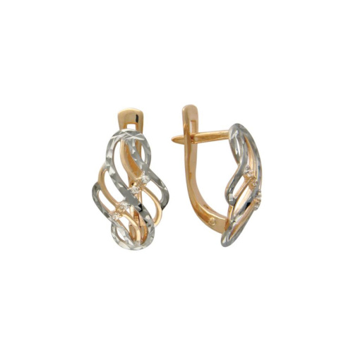 Серьги из красного золота 585 пробы с фианитами 01С114741