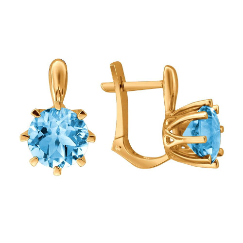 Серьги из красного золота 585 пробы с топазами 01С3113265-5