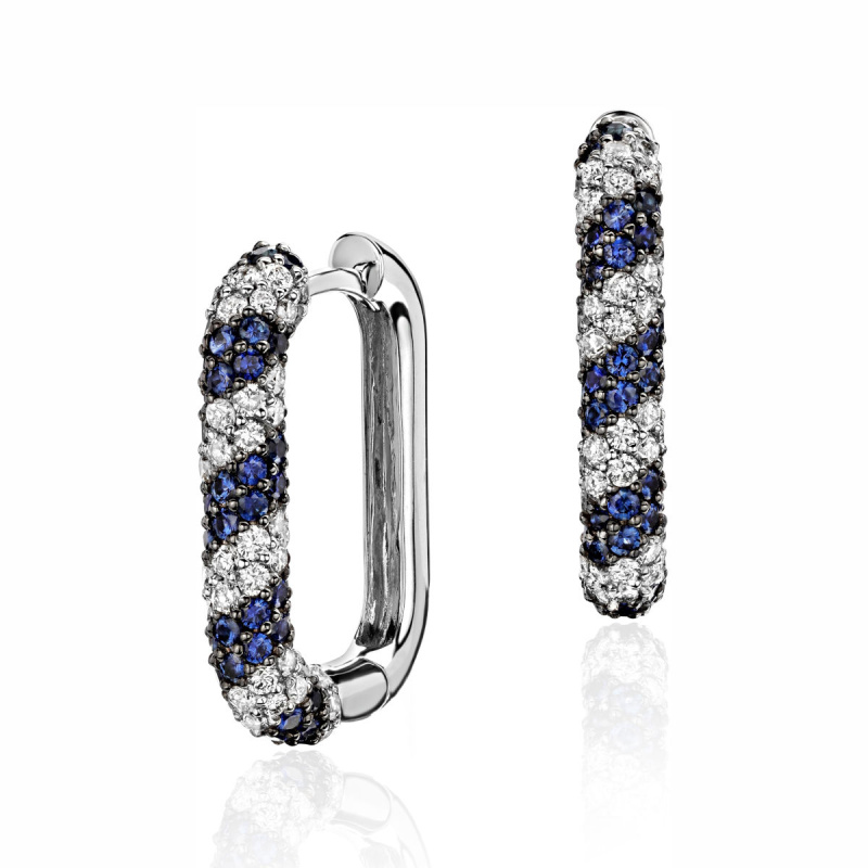 Серьги из белого золота 585 пробы с сапфирами и бриллиантами 01С6214727-2