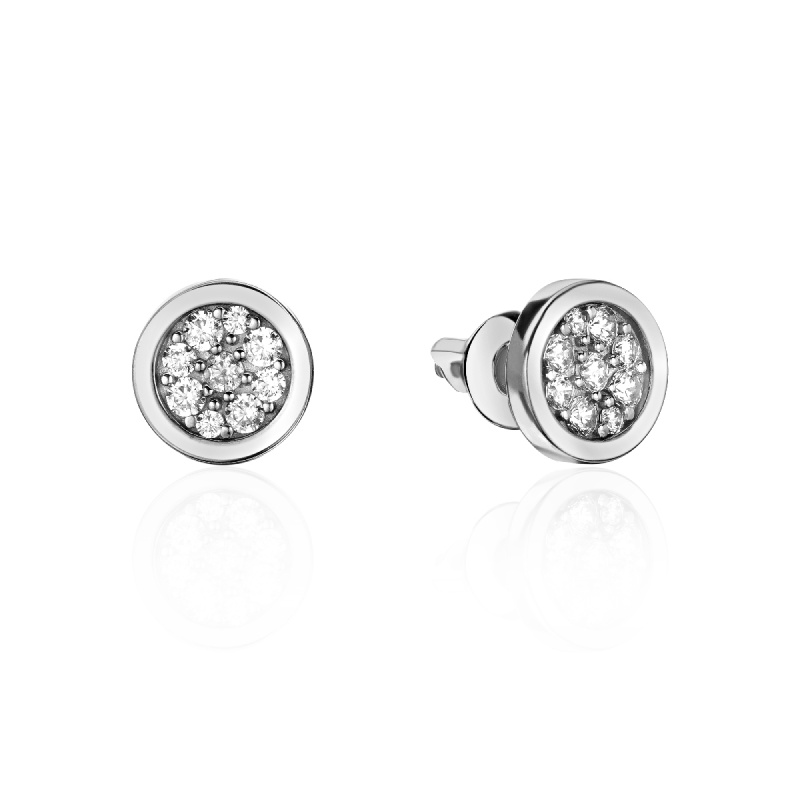 Серьги из белого золота 585 пробы с фианитами 01С1214226