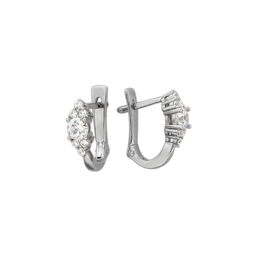 Серьги из белого золота 585 пробы с фианитами 01С129307