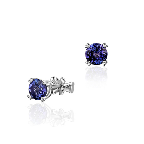 Серьги из белого золота 585 пробы с танзанитами 01С328812-1