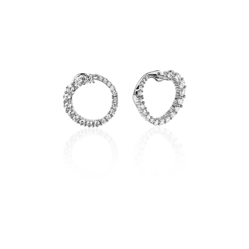 Серьги из белого золота 585 пробы с фианитами 01С1214814