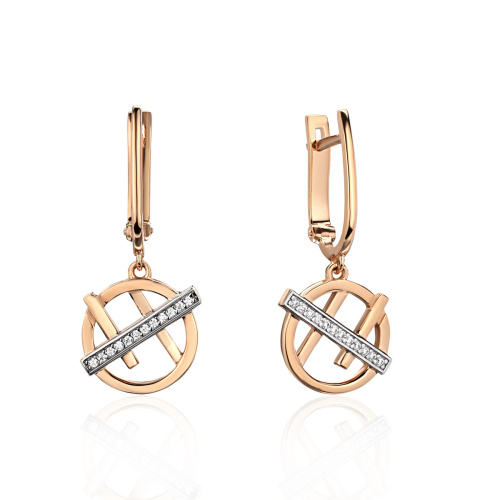 Серьги из красного золота 585 пробы с фианитами 01С1114719Р