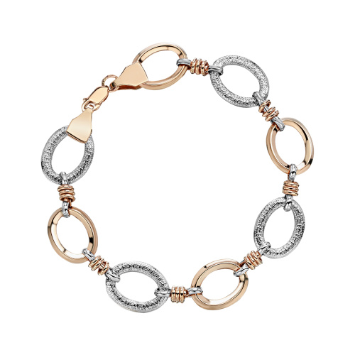 Браслет из комбинированного золота 585 пробы без вставок 01Б063114