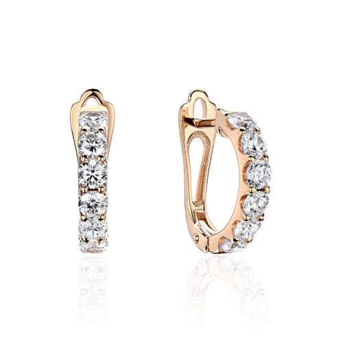 Серьги из красного золота 585 пробы с фианитами 01С1115017