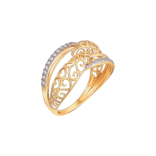 Кольцо из красного золота 585 пробы с фианитами 01К1111162Р