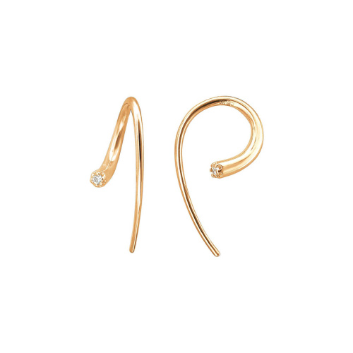 Серьги каффы без прокола из красного золота 585 пробы с фианитами 01С1114304