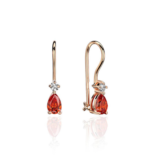 Серьги детские из красного золота 585 пробы с фианитами 01С214805-4