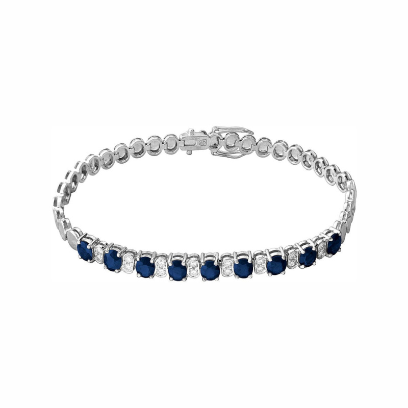 Браслет из белого золота 585 пробы с сапфирами и бриллиантами 01Б622758-2