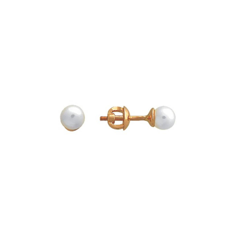 Серьги из красного золота 585 пробы с жемчугом 01С312298-1