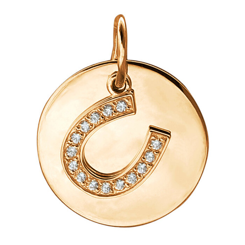 Подвеска "Подкова" из красного золота 585 пробы с фианитами 01П113754