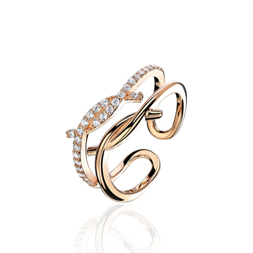 Кольцо из красного золота 585 пробы с фианитами 01К1114791