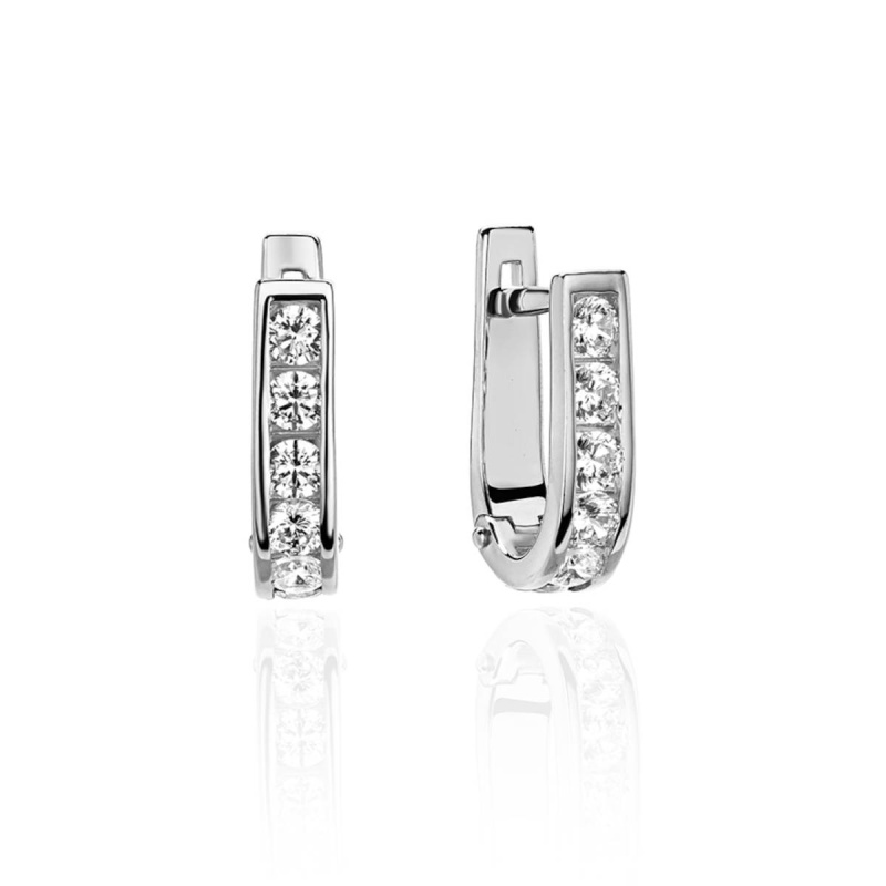 Серьги из белого золота 585 пробы с фианитами 01С124829