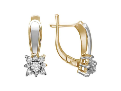 Серьги из двух цветов золота 585 пробы с фианитами 01С166183