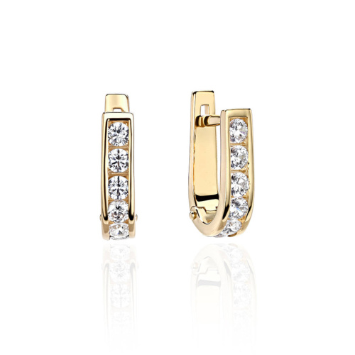 Серьги из желтого золота 585 пробы с фианитами 01С134939