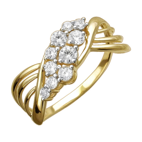 Кольцо из желтого золота 585 пробы с фианитами 01К1313303Р