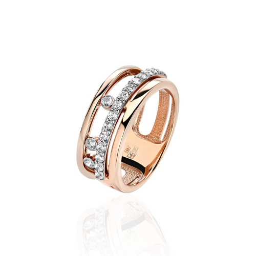 Кольцо из красного золота 585 пробы с фианитами 01К1114219Р