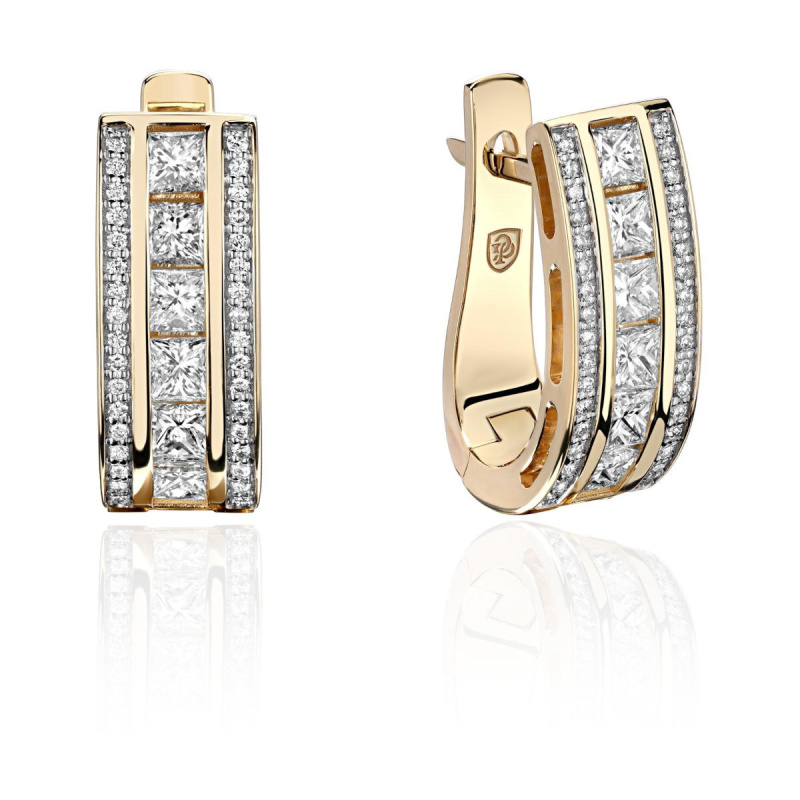 Серьги из желтого золота 585 пробы с бриллиантами 01С6312974