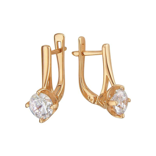 Серьги из красного золота 585 пробы с фианитами 01С119398