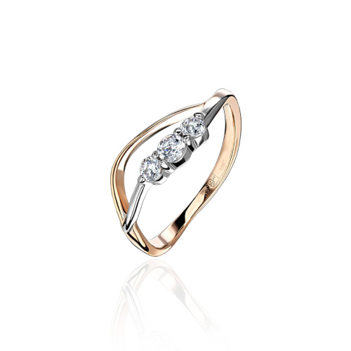 Кольцо из красного золота 585 пробы с фианитами 01К1113405Р