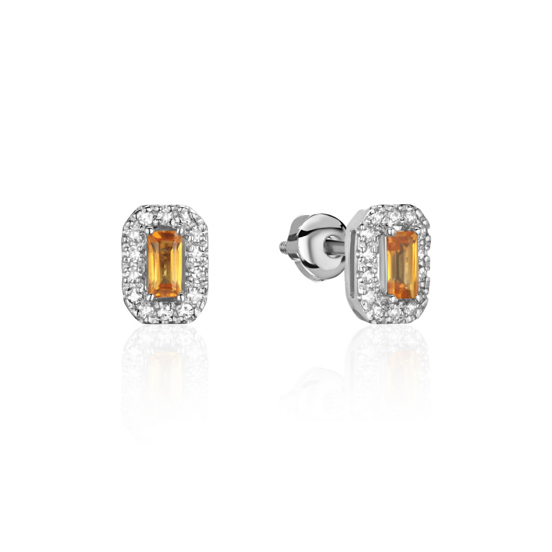 Серьги из белого золота 585 пробы с сапфирами и бриллиантами 01С6213759-17-1. Размер б/р