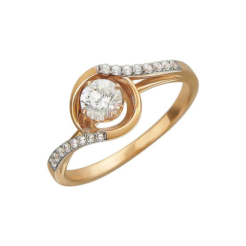 Кольцо из красного золота 585 пробы с фианитами 01К119403