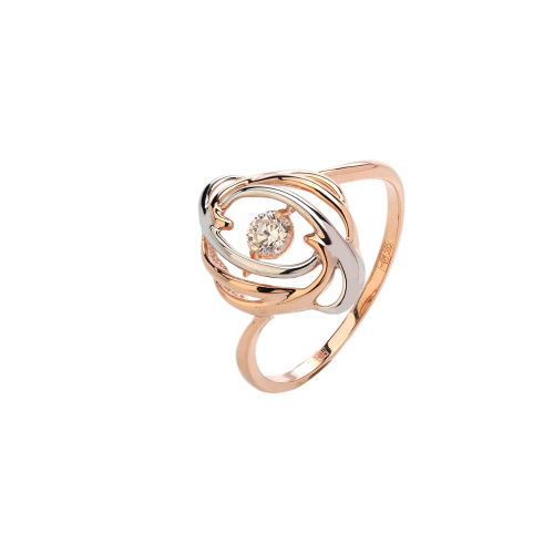 Кольцо из красного золота 585 пробы с фианитом 01К1114468Р