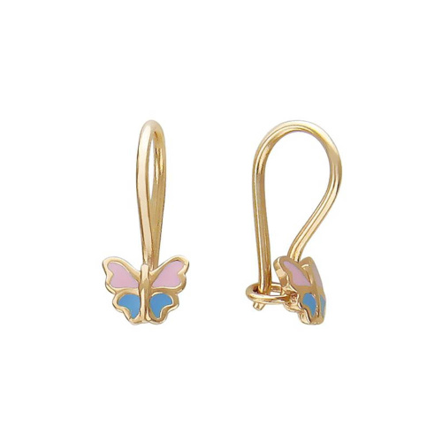 Серьги детские из красного золота 585 пробы с эмалью 01С016147Э Серьги детские из красного золота 585 пробы с эмалью 01С016147Э