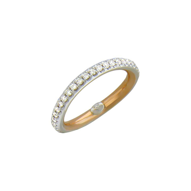 Обручальное кольцо из комбинированного золота 750 пробы с бриллиантами 01О680394К