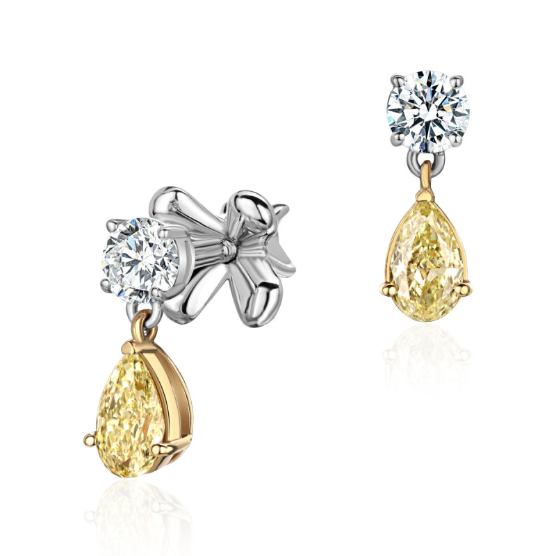 Серьги из комбинированного золота 750 пробы с бриллиантами 01С6817101-1