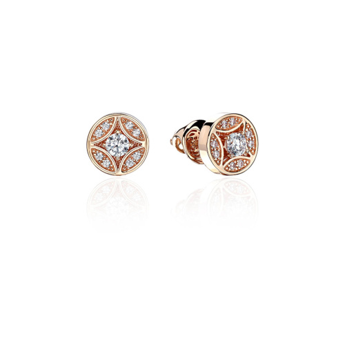 Серьги из красного золота 585 пробы с фианитами 01С1113724